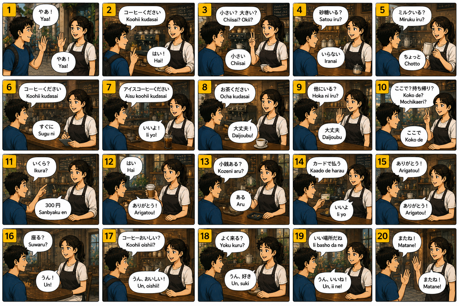Comic preview about Japanese cafe phrases.