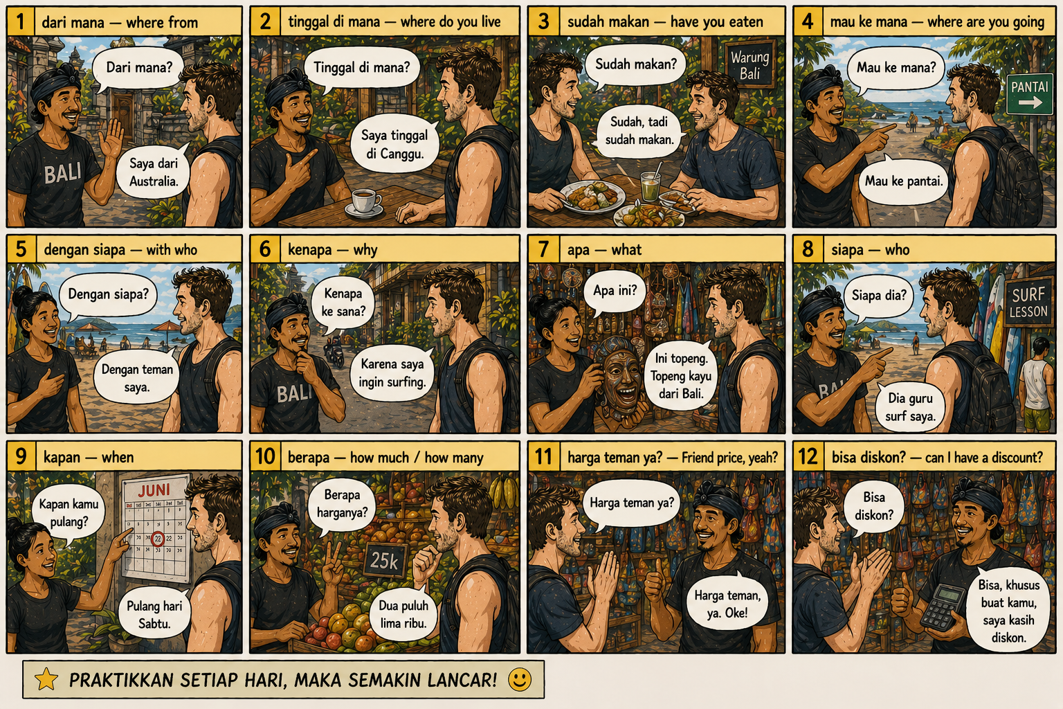 Comic preview about common Indonesian questions and replies.