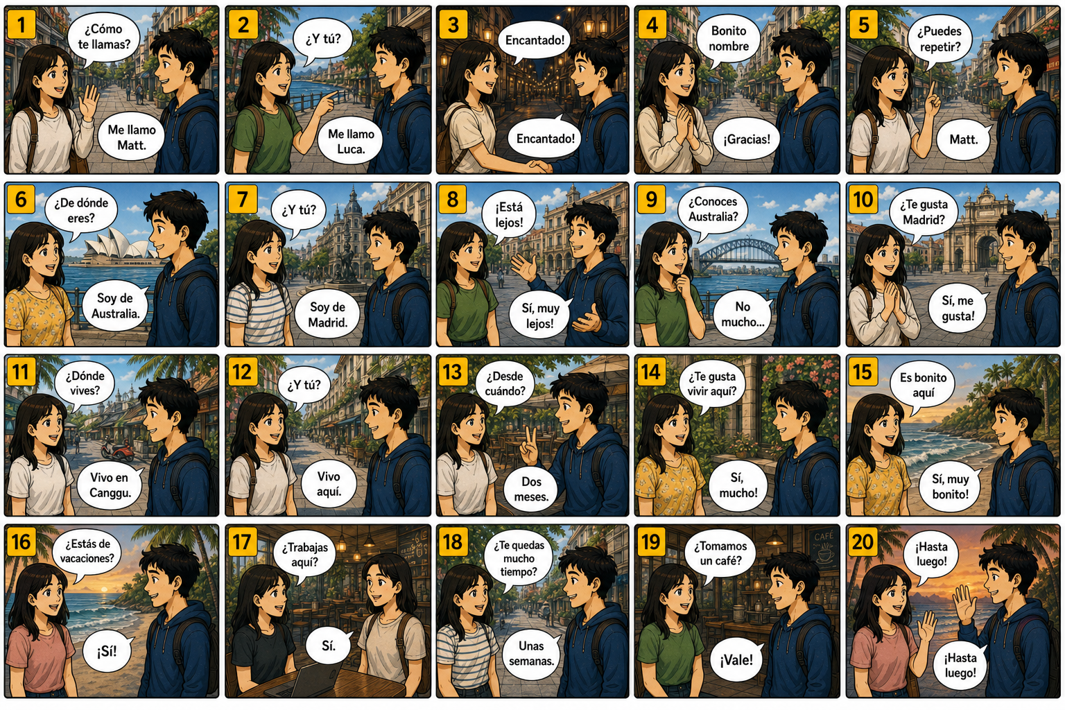 Comic preview about Spanish introductions and questions.